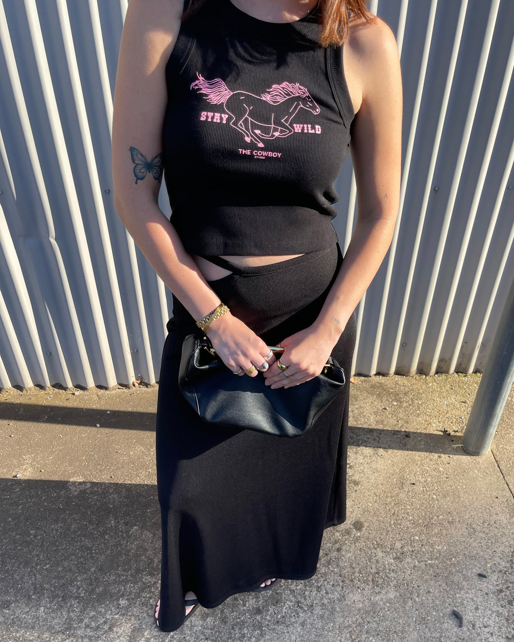 The Crop Tank - Black/Pink