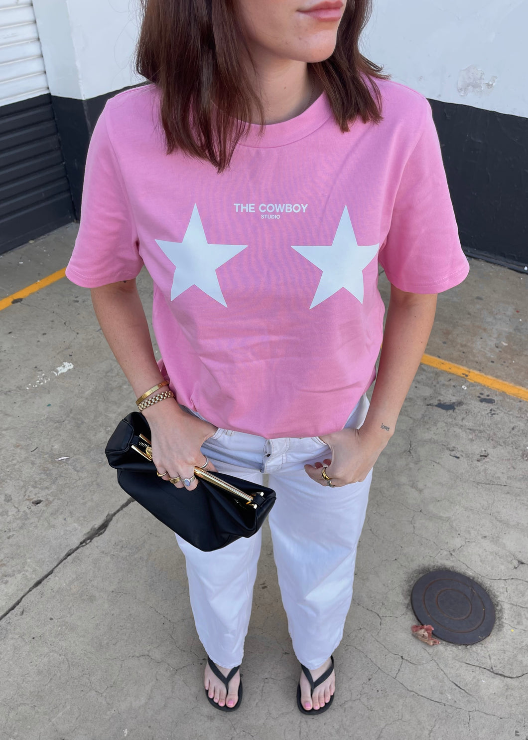 The Girlfriend Tee - Pink/White